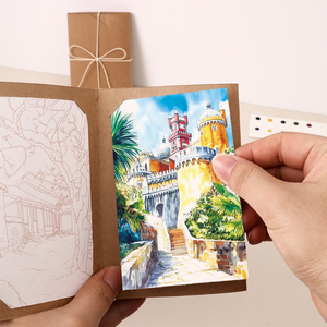 Livre <span class=keywords><strong>de</strong></span> peinture à l'<span class=keywords><strong>aquarelle</strong></span> en accordéon pour adultes-Journal <span class=keywords><strong>de</strong></span> coloriage et d'esquisse bricolage avec scènes florales et naturelles vibrantes et construction - Product Image 3