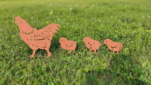 Juego de 4 Estacas de Hierro Fundido para Jardín con Forma de Gallina, Estilo Vintage, Acabado Brillante, Resistentes a la Intemperie, Decoración de Jardín con Animales de Granja - Product Image 3