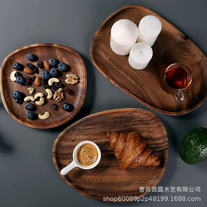 Black Walnut Wood <b>Tray</b> Oval Serving Plate For Coffee <b>Tea</b> Hotel Dining Fruit Display Storage Decorative Tableware - Product Image 1
