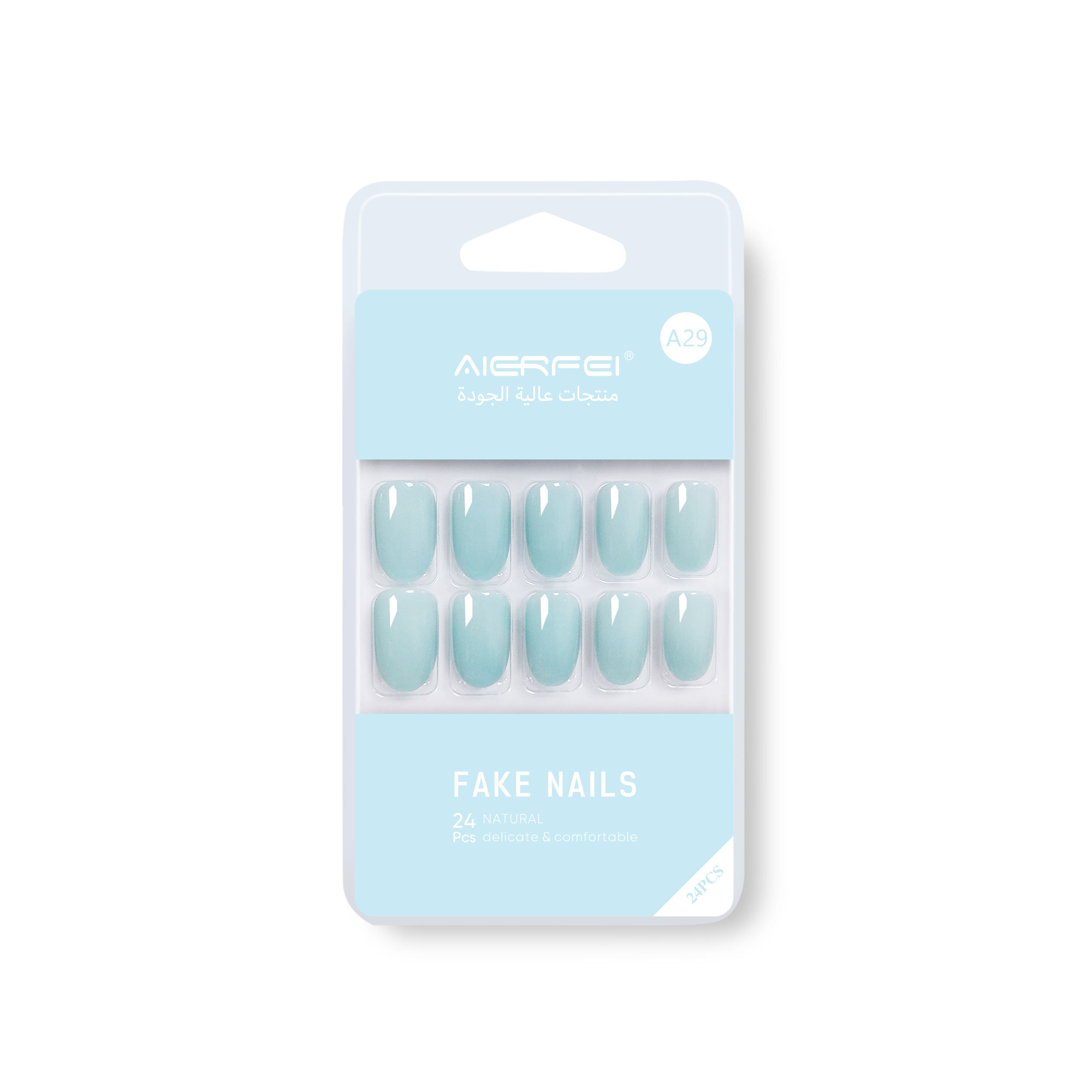 AIERFEI Private Label Manufacturer Solid Color Press on Nails Oval Shape Fake Nails Wholesale False Nails