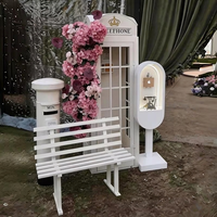 Cabine téléphonique vintage classique en métal, accessoire photo, support de messages pour mariage, cabine de livre d'or personnalisée, décoration de mariage