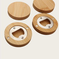 Ouvre-bouteille aimanté rond en bambou avec logo personnalisé, design vierge pour bouteilles de bière