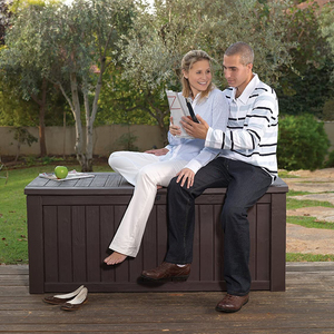 <strong>Wood</strong> Style Deck Box <strong>Storage</strong> Box Outdoor Indoor <strong>Bench</strong> - Product Image 4