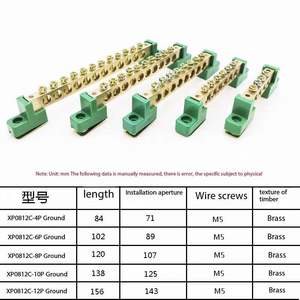 Bornier de <span class=keywords><strong>terre</strong></span> neutre 1-10 pôles fabriqué en Chine Bornes à vis en laiton <span class=keywords><strong>basse</strong></span> tension pour électricien Earth 1-10 PCB enfichable - Product Image 3