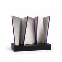 Trophée métallique éco-responsable Blaze avec impression UV, motif flamme feuille d'argent torsadée, logo personnalisé, récompense pour cadeaux de bienvenue et cérémonies