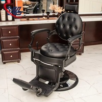Fauteuil de Barbier Professionnel Xinman Rétro pour Salon de Coiffure, Durable, Marron, Blanc, Or, Vert, Gris, avec Bac de Lavage