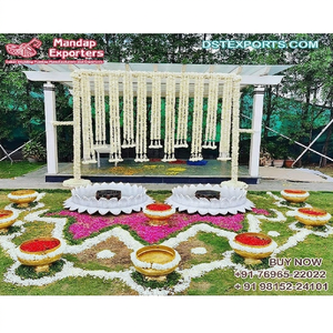 Décorations d'événements de mariage en plein air, cérémonie de Batna, accessoires de décoration, fonction Haldi, fibres Urlis, décoration de mariage tendance, décoration d'événement Haldi - Product Image 1
