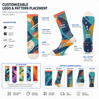 Chaussettes longues de sport personnalisées OEM, sans couture, respirantes, à séchage rapide, absorbant la transpiration, résistantes aux déchirures, en fibre de bambou imprimée