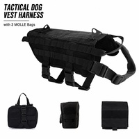 Harnais tactique pour chien avec 3 sacs MOLLE, harnais pour chien robuste, matériau en nylon 6000D, sangle réglable