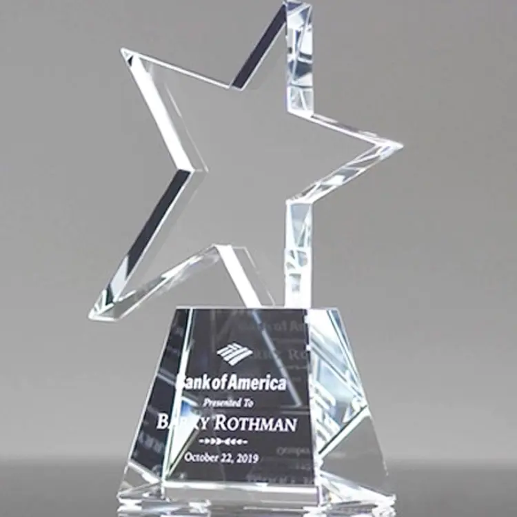 NEW wholesale Blank Star Shape Crystal Trophy Award with base