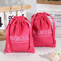 Kantong Serut Beludru Merah 12*15Cm untuk Penyimpanan Lilin Parfum, Tas Beludru Kemasan Perhiasan Hadiah dengan Logo Custom