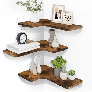 Modern Minimalist L-Shaped Solid Wood Corner <b>Wall</b>-<b>Mounted</b> <b>Shelf</b> Durable Storage Rack For Living Room Kitchen Decoration - Product Image 1