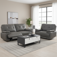 Sofá Reclinable Zero Wall 3+2+1 de Cuero Genuino para Sala de Estar