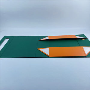 Có thể tái chế nhiều màu xanh lá cây màu cam giấy cứng nhắc gấp vali hộp quà tặng với đóng cửa từ - Product Image 3