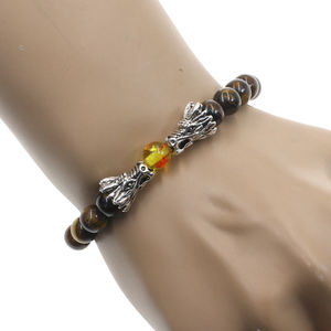 Cuentas de piedra Natural Yoga Valconic energía de sanación piedra de Lava pulsera de la cabeza de dragón ST063 - Product Image 5