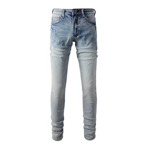 <b>Mens</b> Light Blue Slim Fit Jeans Denim Pencil Pants Casual Streetwear Spring Autumn Winter <b>Stretch</b> Fashion Trousers Everyday Style - Product Image 1