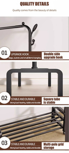 Modern Portable Multi-Functional Double Pole Cloth Stand <strong>Coat</strong> Rack Multilayer <strong>Storage</strong> Shoe Cuborad for Clothing Garments - Product Image 5