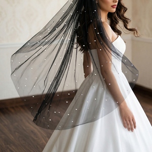 Voile de fête YouLaPan M127, longueur courte jusqu'aux doigts, strass de haute qualité, look élégant <span class=keywords><strong>avec</strong></span> peigne à <span class=keywords><strong>cheveux</strong></span> en métal pour mariées et femmes - Product Image 4