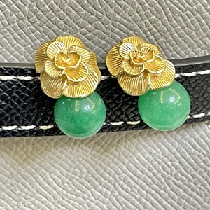 Clous d'oreilles en pierre naturelle plaquée or 18 carats pour femmes, cadeaux de mariage, de fiançailles, simples, vente en gros - Product Image 6