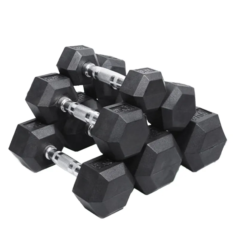 Aangepaste Gegalvaniseerde Stalen Rubber 5-50Kg Gewichten Set Fitness Gym Hexagon Geschilderde Hex Dumbbells