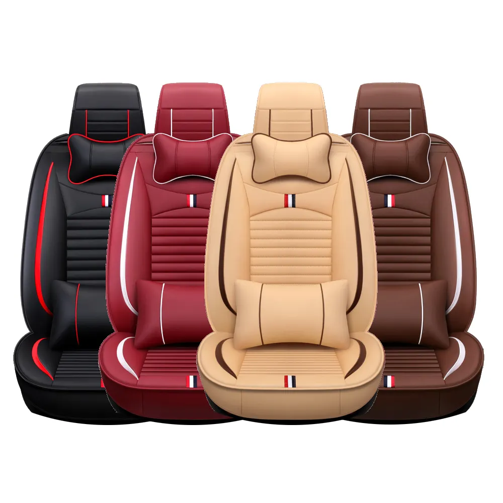 Luxury Car Seat Protector Universal Fit PU Leather Car Seat Cover With Seat Cushions & Pillow