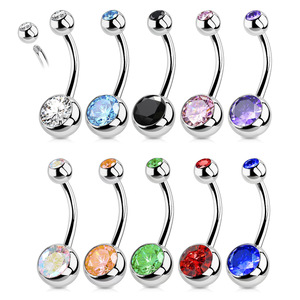 Ensemble de Piercings Nombril <span class=keywords><strong>Amaza</strong></span> Double Gemme, 20 Couleurs, 20 Pièces, Acier Inoxydable 16mm, Calibre 14 (16x11mm) avec Agate - Product Image 5