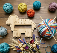 Règle de mesure en bois pour aiguilles à tricoter, jauge de tricot, forme mignonne de mouton, outil de mesure pour crochets, accessoires de tricot