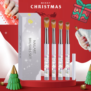 4pcs Crystal Nail Art <b>Pen</b> Set <b>Silver</b> Glitter 3D Carving Drawing Brushes Multiple Sizes - Product Image 1