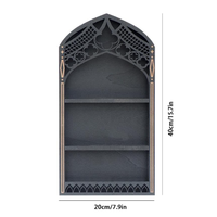 Offre Spéciale meubles de maison noir style gothique église fenêtre cristal étagère murale bois cristal étagère