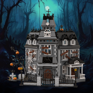 Funbuild Halloween série briques jouets maison hantée modulaire manoir hanté vue sur la rue maison d'angle bricolage ensemble de blocs de construction - Product Image 2