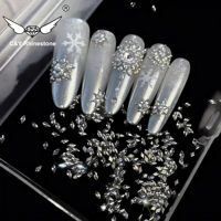 Kit de Nail Art CY Non Thermocollant 3D avec Mini Pierres de Zircon, Strass de Luxe et Breloques pour Ongles