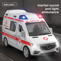 Ambulance à friction avec son et lumière, jouet moulé sous pression pour enfants, modèle de véhicule d'urgence Sprinter à toit surélevé, jouets personnalisés en usine
