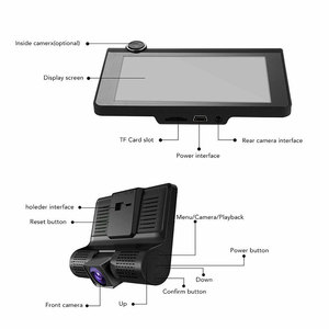 4 pouces HD 1080P 3 Lentille Voiture DVR Dash Cam Enregistreur Vidéo de Véhicule Caméra De Recul - Product Image 4