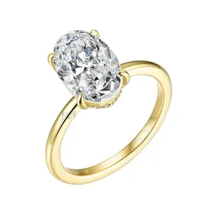 Nhẫn Moissanite KUOLOLIT Ova1 10K 18K 14K Vàng Trắng Nhẫn Moissanite Thương Hiệu Trang Sức Mỹ Nhẫn Cưới 585 Vàng Hồng