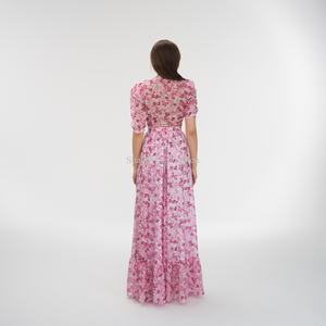 Ensemble d'été OEM pour femme : Robe tendance à imprimé floral, col en V, taille haute, jupe longue 2 pièces - Product Image 2