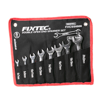 FIXTEC-Ensemble de clés à cliquet en acier au carbone traité thermiquement, 8 pièces, ensemble de clés à fourche double