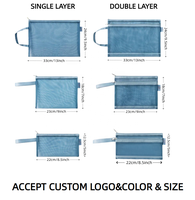 Sacs à fermeture éclair en maille colorée avec logo personnalisé, double couche, pour ranger les jouets de puzzle, organiseur, pochette à fermeture éclair A4, sacs à outils, sac de projet