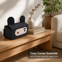 Boîte de rangement pour mouchoirs en feutre non tissé, motif oreilles d'animaux de dessin animé, de haute qualité, mignonne, pour la maison et le bureau, couleur personnalisable