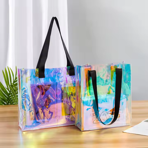 Bolsa de compras de playa de PVC de gran capacidad con logotipo personalizado con mango de nailon holográfico Precio de diseño láser cuadrado - Product Image 2