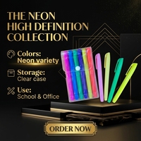 Ensemble de 6 stylos surligneurs néon, pointe biseautée, marqueurs fluorescents avec étui en plastique pour l'école, le bureau, la notation des notes