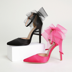 11.5CM Big Bow Talon Pour Femme Elegant <b>Closed</b> <b>Toe</b> 2025 New High <b>Heeled</b> Sandals - Product Image 3