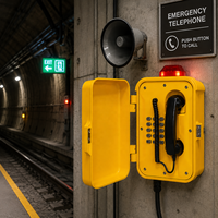 Teléfono de Emergencia de Alta Resistencia con Baliza de Advertencia y Bocina PA para Plataformas Petroleras, Minas y Sitios Industriales, Teléfono Industrial Impermeable