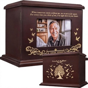 Customized Eco-Friendly Durable Square Wooden <b>Urn</b> Modern Design <b>Large</b> Capacity Tabletop Vase for Decorative Sympathy Display - Product Image 2