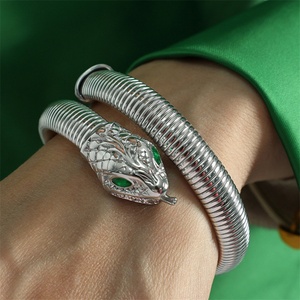 Retro Unisex Wedding Stainless Steel Hologram Zircon Charm <b>Stretch</b> <b>Bracelets</b> Gold Silver - Product Image 6