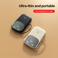 Diseño lindo Cables incorporados 10000mAh Powerbank Cargador de teléfono portátil de carga rápida para viajes Soporte OEM