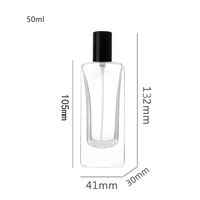 Flacon de parfum vide en verre de 50 ml, col serti, flacon pulvérisateur vide, atomiseur rectangulaire transparent avec options de bouchon et de pulvérisateur
