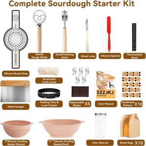 Sourdough Starter Jar Set Eco-Friendly 6-8 Piece <b>Baking</b> & Pastry Tools Kit with Glass <b>Silicone</b> Fabric Components - Product Image 2