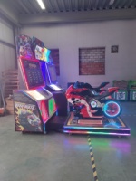 Simulateur de course automobile à monnayeur pour 2 joueurs, machine de jeu d'arcade vidéo de 55 pouces avec LED RGB pour centre de jeux intérieur