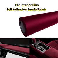 Película Autoadhesiva de Microfibra Suede para Interiores de Auto, Color Vino Tinto, para el Tablero, 1.5mx15m