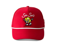 Topi 5 Panel Kualitas Tinggi Custom dengan Bordir Laser, Patch Karet Logo, dan Label Pita Tenun Tali, Tag Belakang Cetak, Ukuran USA